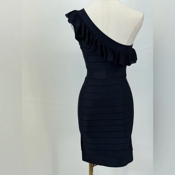 French Connection Navy Blue One-Shoulder Dress Size 2 - Picture 10 of 16